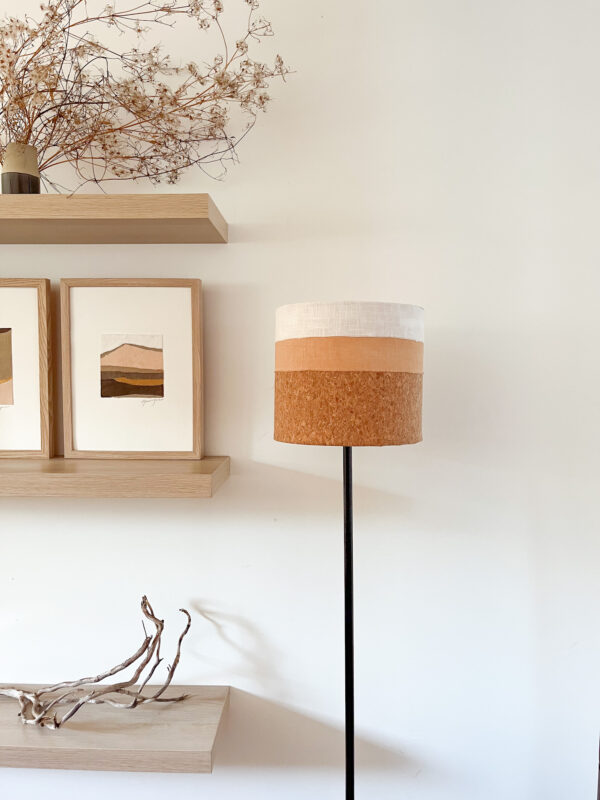 Abat jour en lin Collection Collines n°8 avec liège - marquetterie design