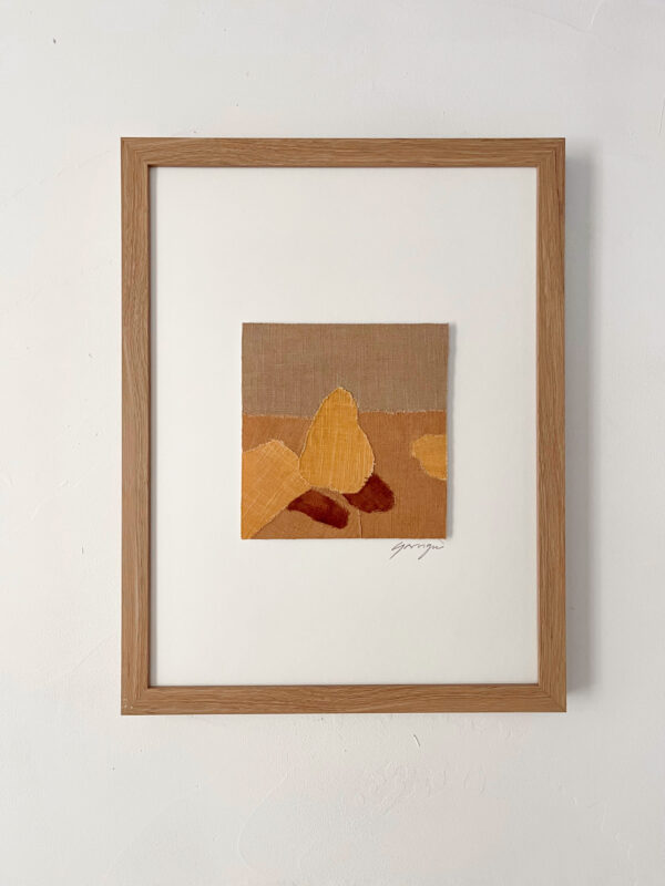 Petites poires sur table - art textile