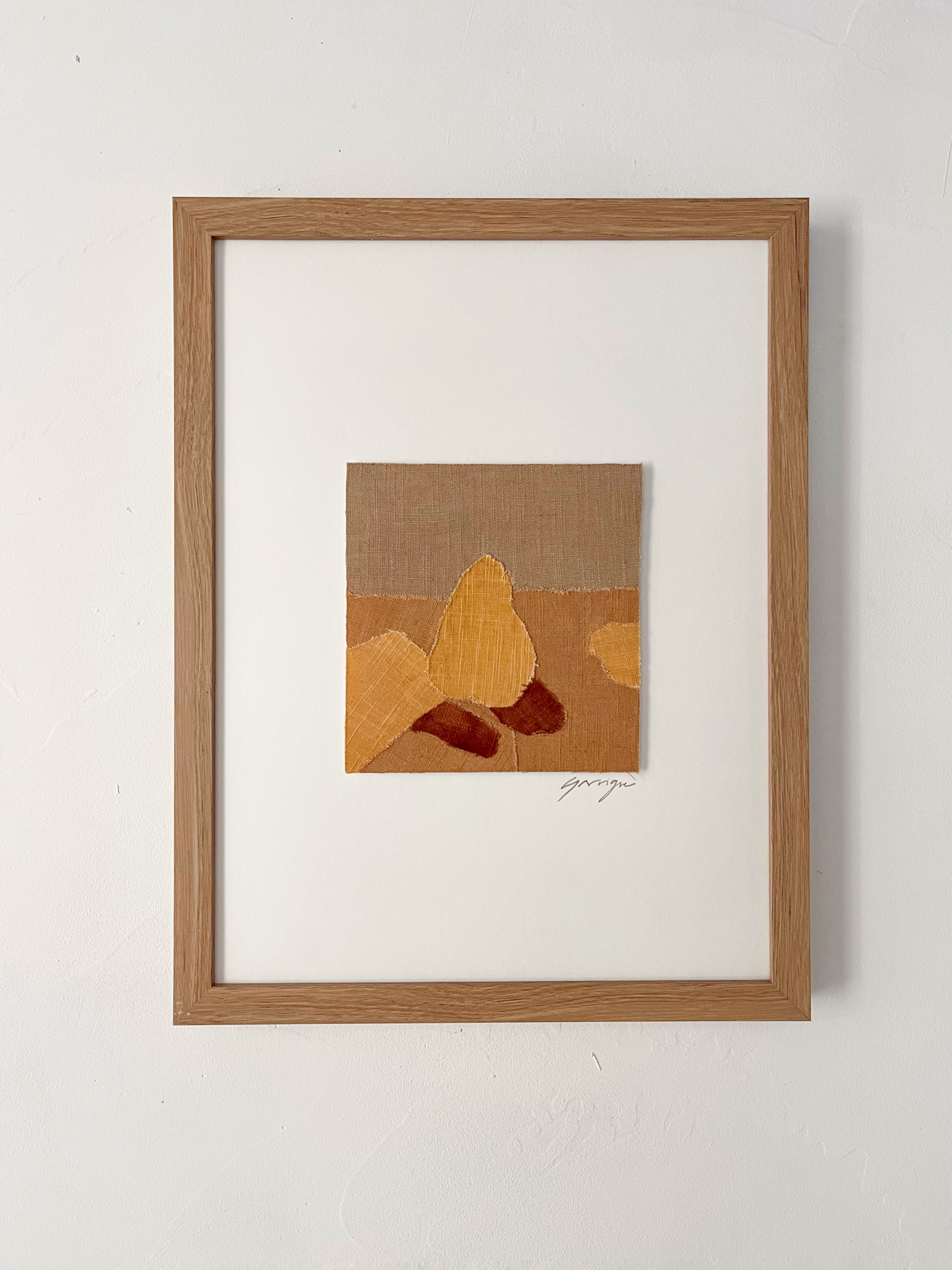 Petites poires sur table - art textile